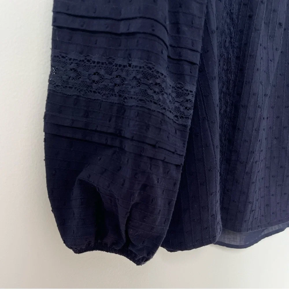 NWT Graylin Barstow Cotton Blouse Navy of Anthropologie - Picture 6 of 7